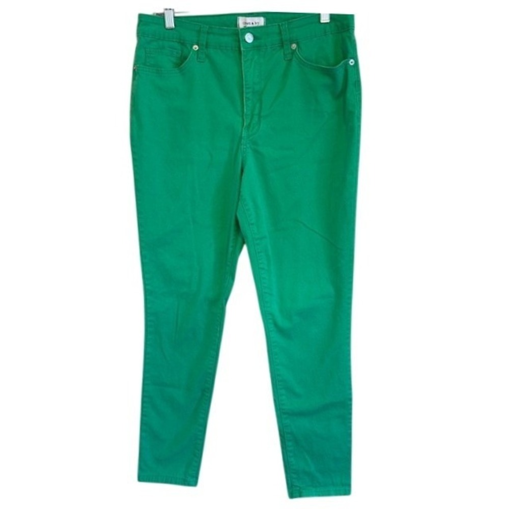 Crown & Ivy Women's Green High Rise Skinny Ankle Jeans Stretch 10